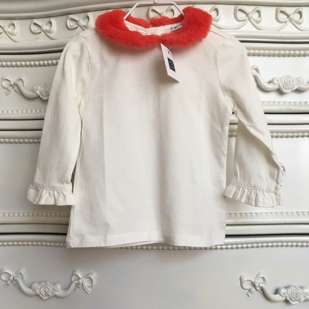 NWT JANIE AND JACK girls fur collar Top size 3